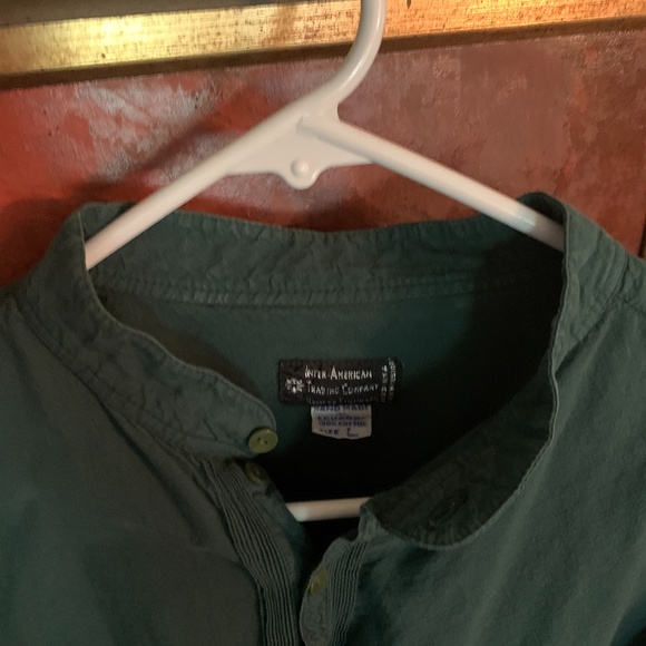 LOOK!! Shirt Henley Large Cotton green puffy sleeves pirate - Picture 3 of 11